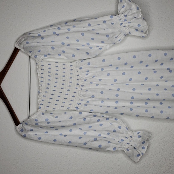 Petal + Pup Womens Gabriella Linen Off Shoulder Milkmaid Midi Dress Size 4 Beach - Picture 5 of 15